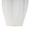 White Ceramic Abstract Ribbed Dimensional Folded Vase with Floral Shaped Rim